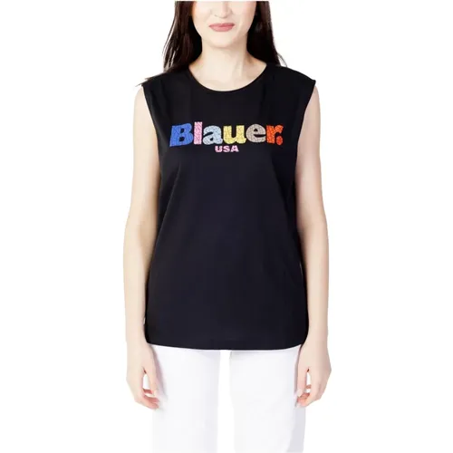 Women`s Sleeveless Print T-shirt , female, Sizes: M, XS, L, S, XL - Blauer - Modalova