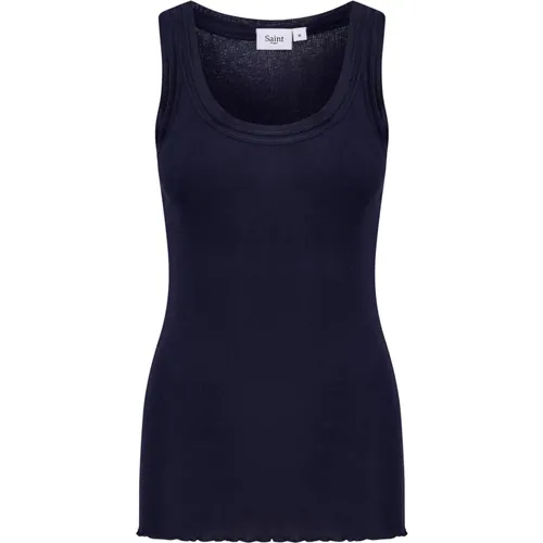 Gerüschter Saum Tank Top Nacht Himmel , Damen, Größe: XS - Saint Tropez - Modalova