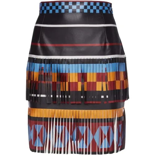Geometric Fringe Faux Leather Mini Skirt , female, Sizes: XS - Stella Jean - Modalova