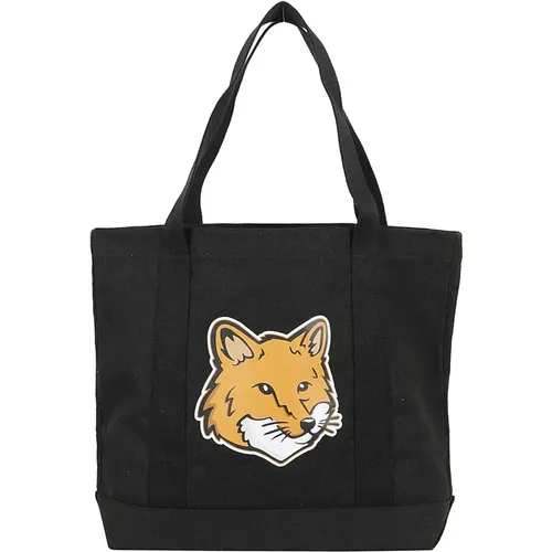 Stilvolle Fox Head Tote Bag , Damen, Größe: ONE Size - Maison Kitsuné - Modalova