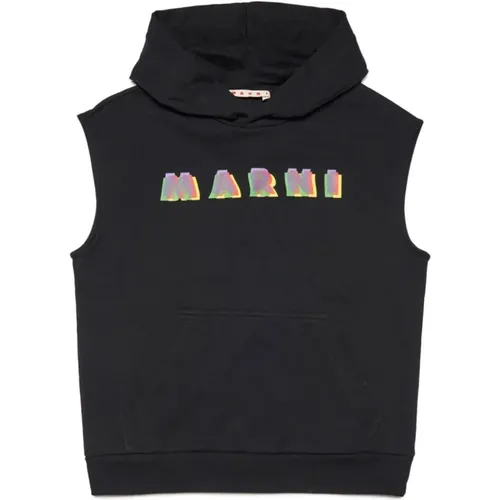 Schwarze Pullover,Ärmelloses Sweatshirt mit Regenbogen-Logo - Marni - Modalova