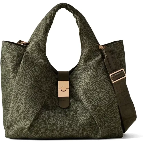 Grüne Hobo-Tasche mit Doppel-Falte - Borbonese - Modalova