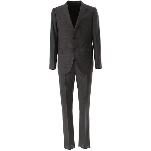 Schwarzer Grauer Anzug mit Reverskragen , Herren, Größe: 2XL - Emporio Armani - Modalova