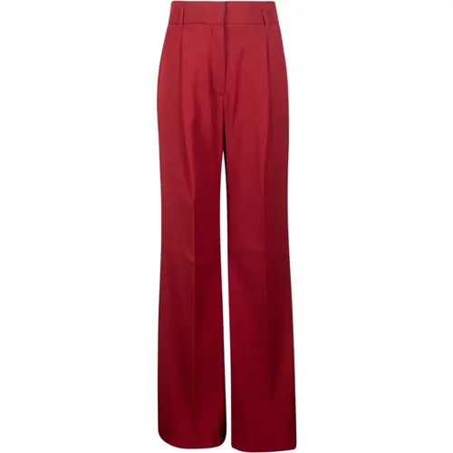 Bordeaux Wollkrepp Hochtaillierte Hose , Damen, Größe: L - Max Mara Studio - Modalova