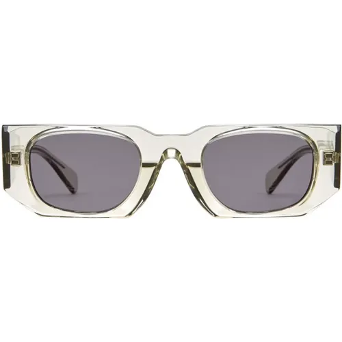 Einzigartige Sonnenbrille mit unregelmäßigem grauem Rahmen und grauen Gläsern - Kuboraum - Modalova
