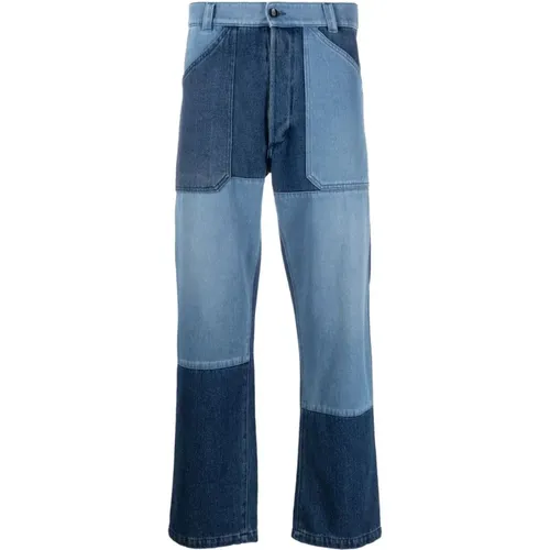 Blaue Patchwork Straight-Leg Jeans - ETRO - Modalova