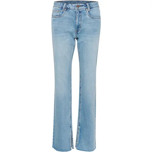 Hohe Gerade Schlitz Jeans Hellblau , Damen, Größe: W29 L34 - My Essential Wardrobe - Modalova