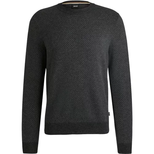 Boss , Jacquardmuster Wollpullover , Herren, Größe: 2XL - Boss Black - Modalova