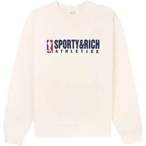 Logo Crewneck Sweatshirt , Damen, Größe: L - Sporty & Rich - Modalova