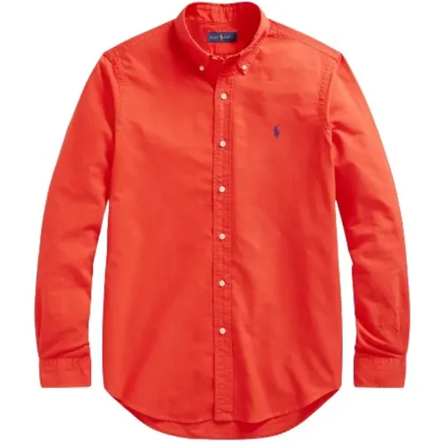 Slim Oxford Shirt in Tomato , male, Sizes: L, M - Polo Ralph Lauren - Modalova