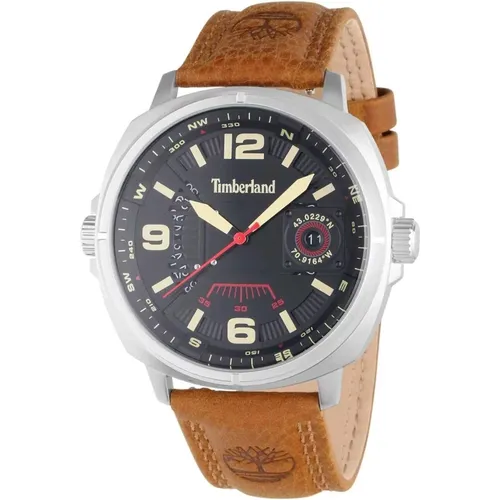 Leather Strap Quartz Watch, Black Case , male, Sizes: ONE SIZE - Timberland - Modalova