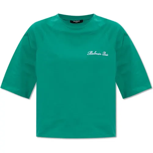 Baumwoll-T-Shirt , Damen, Größe: M - Balmain - Modalova