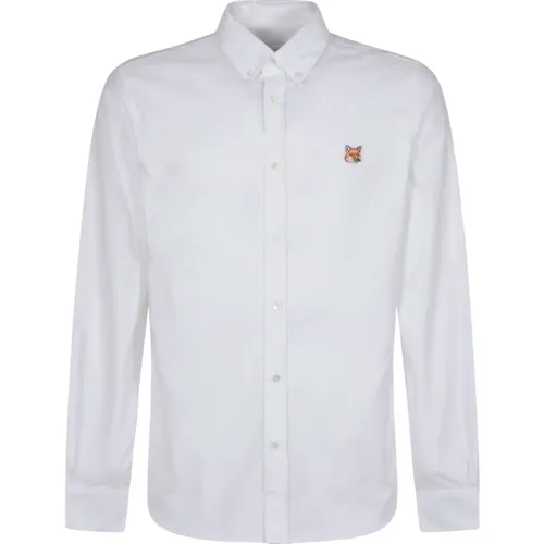 Klassisches Weißes Button Down Hemd mit Institutionellem Fuchskopf H - Maison Kitsuné - Modalova
