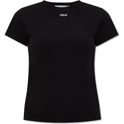 T-Shirt mit logoformierter Applikation , Damen, Größe: M - Stella Mccartney - Modalova