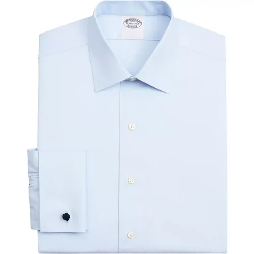 Hellblaues bügelfreies Stretch-Baumwollhemd mit Ainsley-Kragen , Herren, Größe: 2XL - Brooks Brothers - Modalova