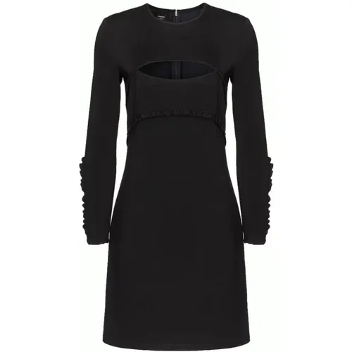 Schwarzes Kleid mit Ausschnitten und Rüschen , Damen, Größe: S - pinko - Modalova
