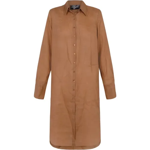 Oversized Ramie Terracotta Shirt , female, Sizes: 2XL, L, XS, M, XL, S - Cortana - Modalova