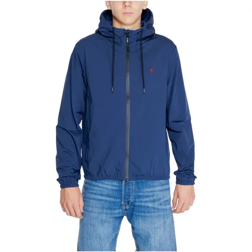 Blaue Kapuzen-Zip-Up-Jacke für Männer - Replay - Modalova