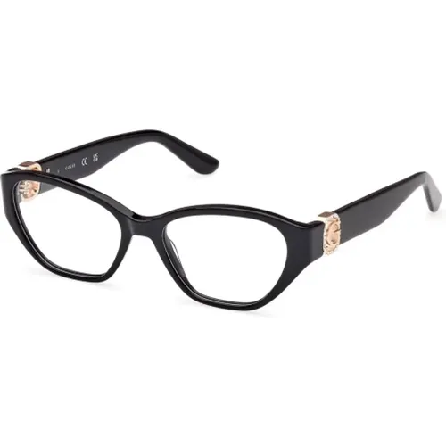 Cat-eye glasses with iconic logo and rhinestone details , female, Sizes: 51 MM - Guess - Modalova