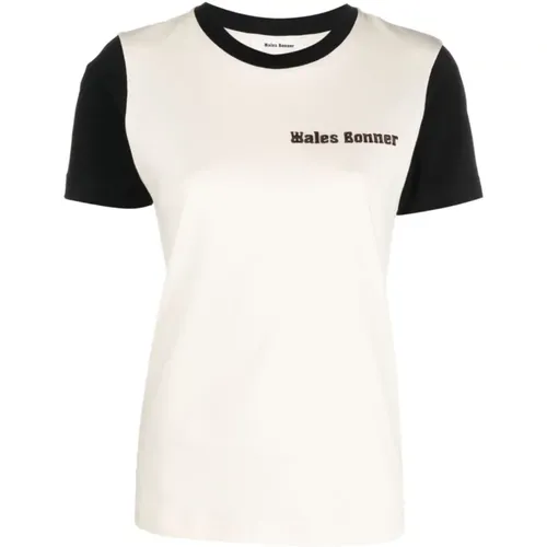 Black and Ivory Morning Tee , female, Sizes: M, XS, S - Wales Bonner - Modalova