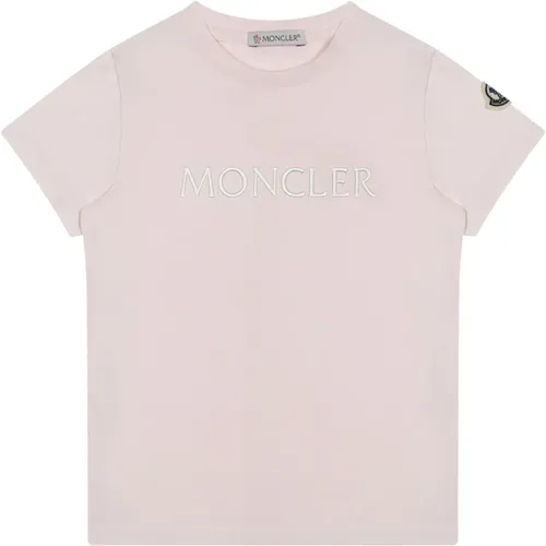 Rosa Stretch Jersey T-shirt mit Logo - Moncler - Modalova