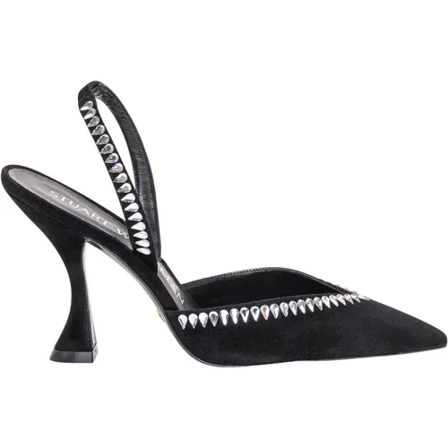 Schwarze Wildlederpumps mit Edelsteinen , Damen, Größe: 36 1/2 EU - Stuart Weitzman - Modalova