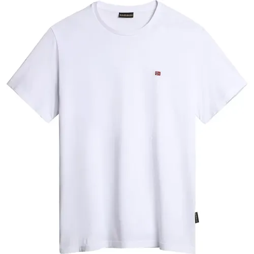 Weiße Freizeit-T-Shirt mit Logo-Stickerei , Herren, Größe: 2XL - Napapijri - Modalova