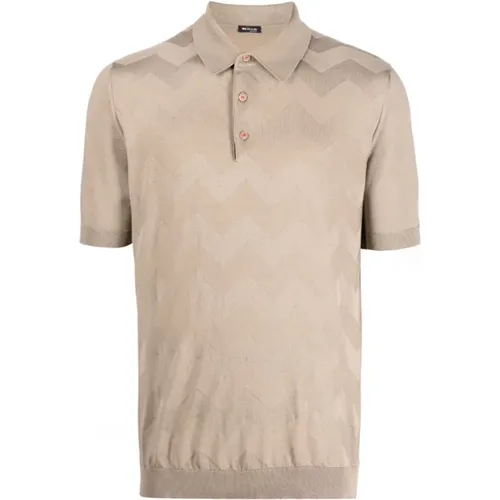 Wave Print Polo Shirt , male, Sizes: M, XL - Kiton - Modalova