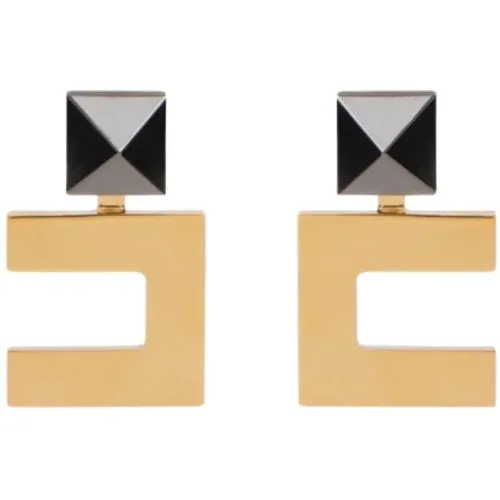 Gold Metal Stud Earrings with Contrast Enamel , female, Sizes: ONE SIZE - Elisabetta Franchi - Modalova