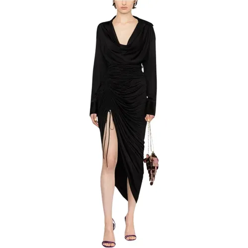 Schwarzes Asymmetrisches Kleid aus Sheer Jersey,Dress - alexander wang - Modalova
