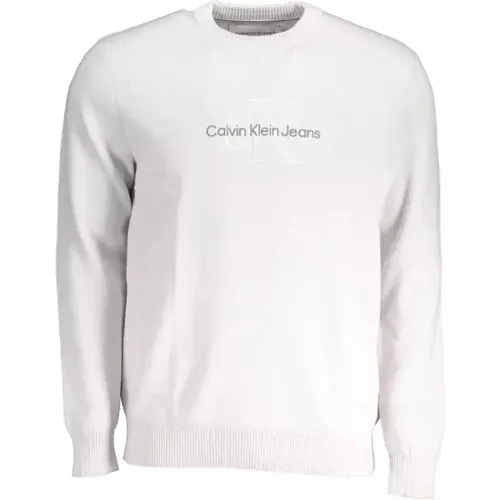 Grauer Pullover mit gesticktem Logo , Herren, Größe: 2XL - Calvin Klein - Modalova