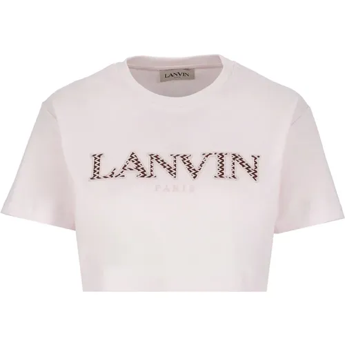 Baumwoll-Cropped T-Shirt mit Besticktem Logo,T-Shirts - Lanvin - Modalova