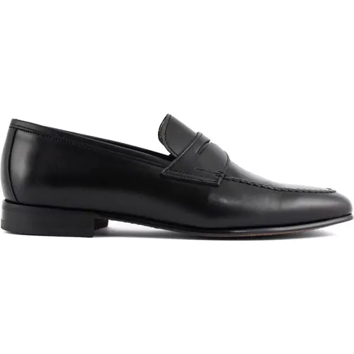 Flache Schuhe, Schwarze Kalbsleder-Loafers , Herren, Größe: 41 EU - Berwick - Modalova