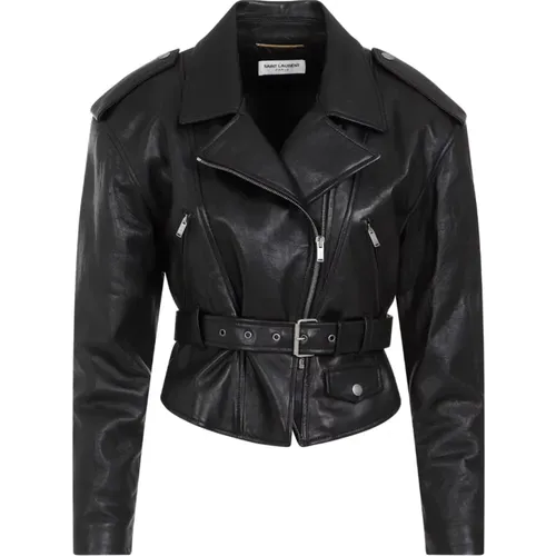 Leather Biker Jacket , female, Sizes: XS - Saint Laurent - Modalova