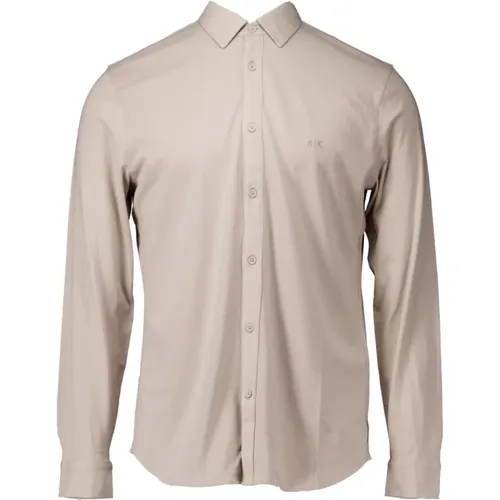 Jersey Shirt Langarm Taupe , Herren, Größe: M - Armani Exchange - Modalova