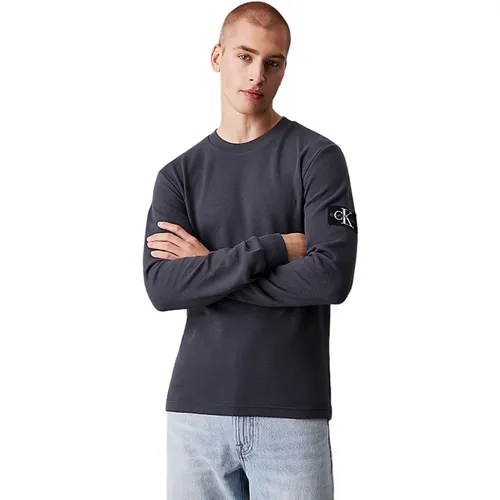 Anthracite Sweater Cotton Long Sleeve , male, Sizes: L, 2XS, S - Calvin Klein - Modalova