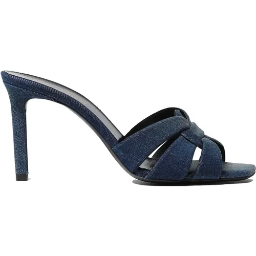 Blaue Slip-On Schuhe mit 3,5 Zoll Absatz - Saint Laurent - Modalova