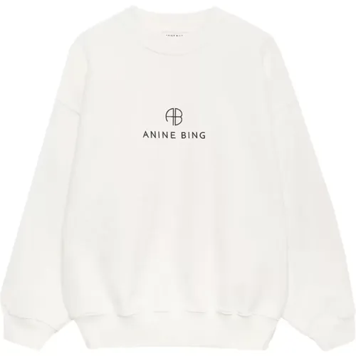 Monogram Sweatshirt - Ivory , female, Sizes: XS, S, M - Anine Bing - Modalova