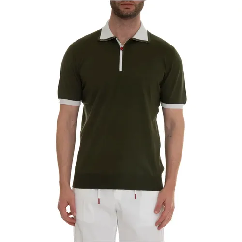 Short Sleeve Polo with Half Zip , male, Sizes: 2XL, L - Kiton - Modalova