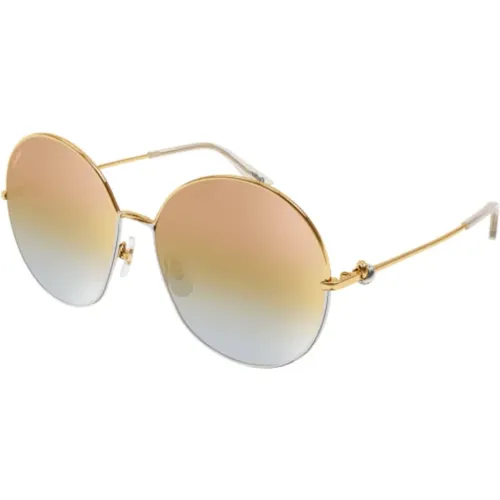 Elegante Goldene Runde Sonnenbrille - Cartier - Modalova