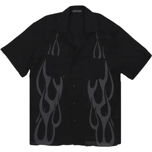 Flames All Over Short Sleeve Shirt , male, Sizes: XL, S - Vision OF Super - Modalova