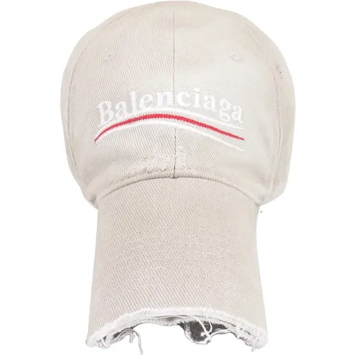Grey Cotton Hat with Political Logo , male, Sizes: S - Balenciaga - Modalova