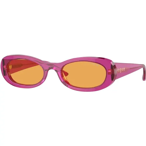 Women's Oval Sunglasses Fuchsia Transparent , female, Sizes: 53 MM - Vogue - Modalova