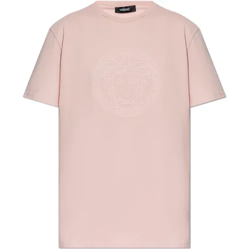 T-Shirt mit Logo , Damen, Größe: XS - Versace - Modalova