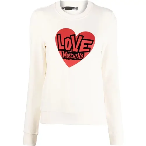 Casual Weißer Sweatshirt Modal Baumwolle Elasthan - Love Moschino - Modalova