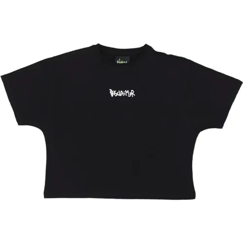 Kurzarm T-Shirt mit Strass-Detail , Damen, Größe: S - Disclaimer - Modalova