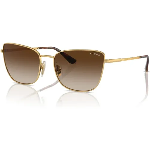 Tortoise Gold/Brown Shaded Sonnenbrillen , Damen, Größe: 56 MM - Vogue - Modalova