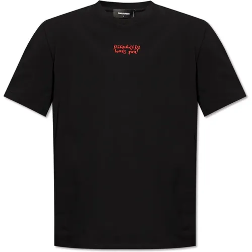 T-Shirt mit Logo , Herren, Größe: L - Dsquared2 - Modalova