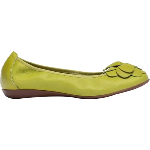 Grüne Leder Ballerina Flats , Damen, Größe: 38 EU - Wonders - Modalova