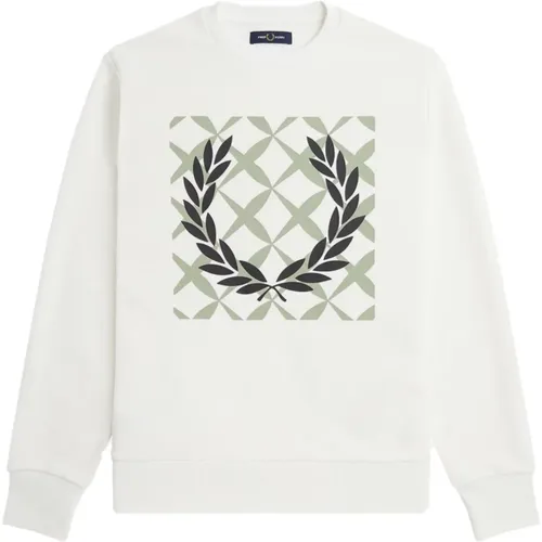 Grafisches Kreuzstich Sweatshirt , Herren, Größe: 2XL - Fred Perry - Modalova